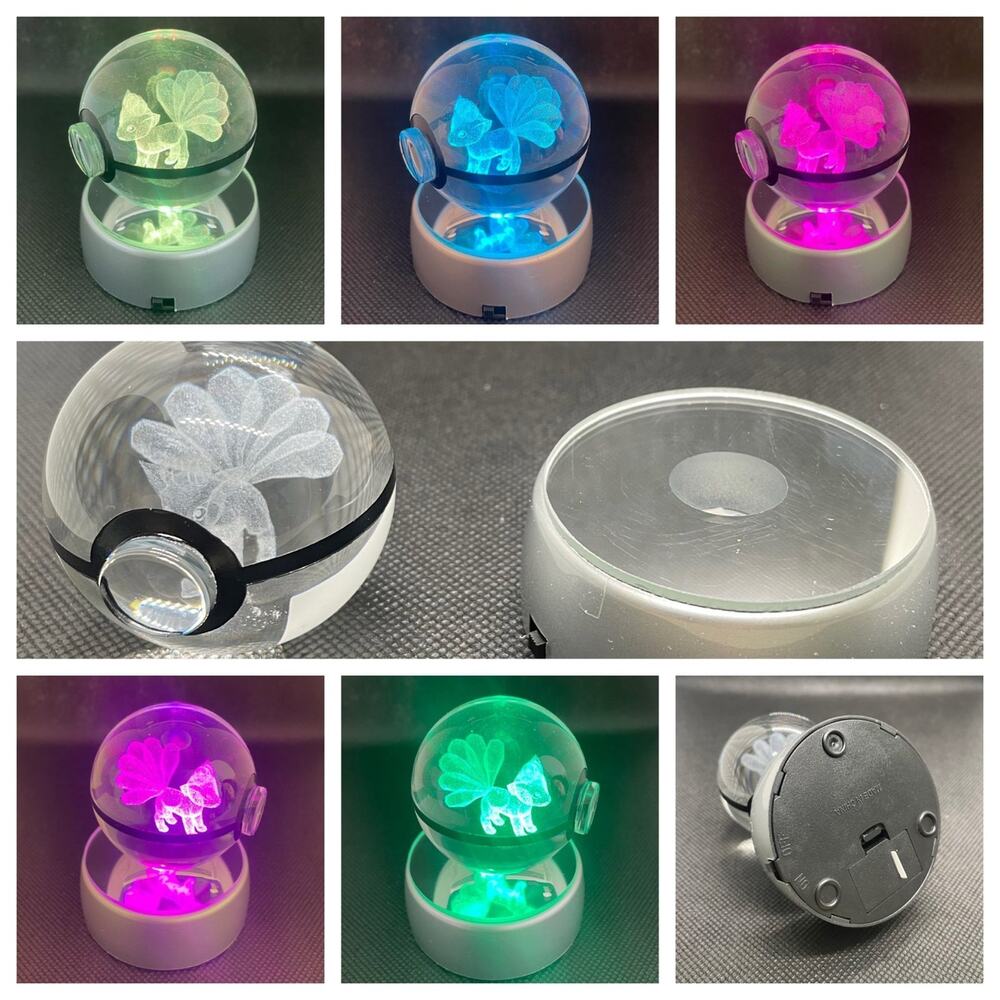 Vulpix ~ Pokemon 3D Crystal Pokeball with Color Changing LED Light Base